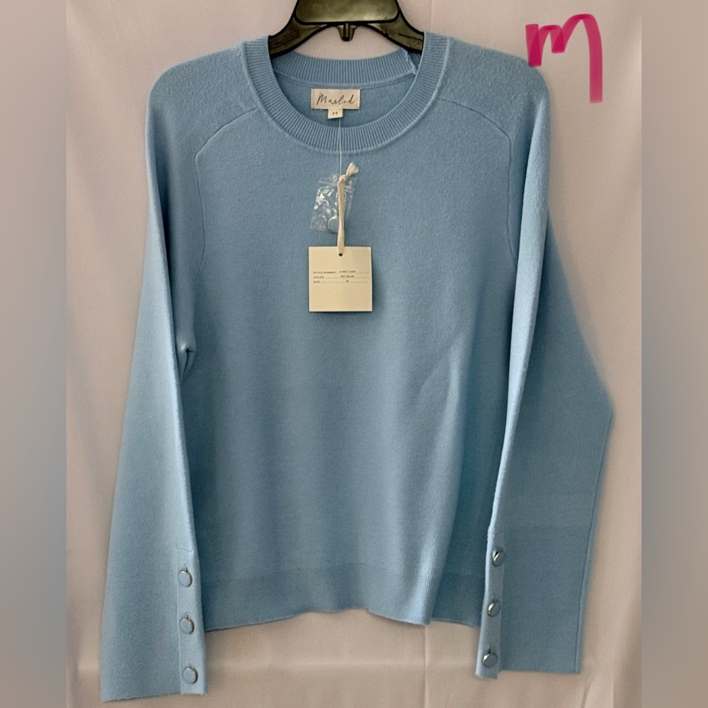 Marled Light Blue Women's Crew Neck Sweater